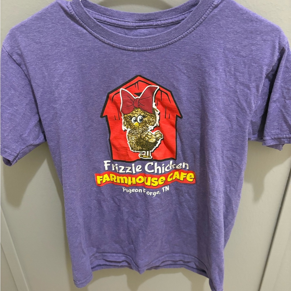 Frizzle Chicken Farmhouse Cafe Kids Purple T-Shirt